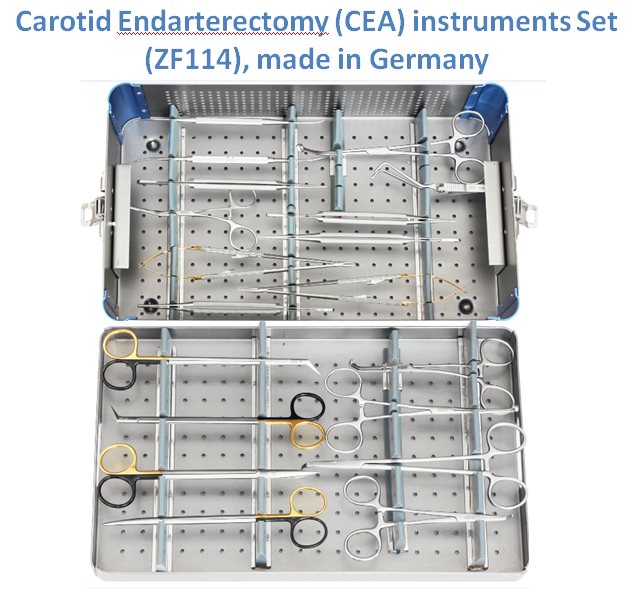 Carotid Endarterectomy  CEA  instruments Set  ZF114 , made in Germany